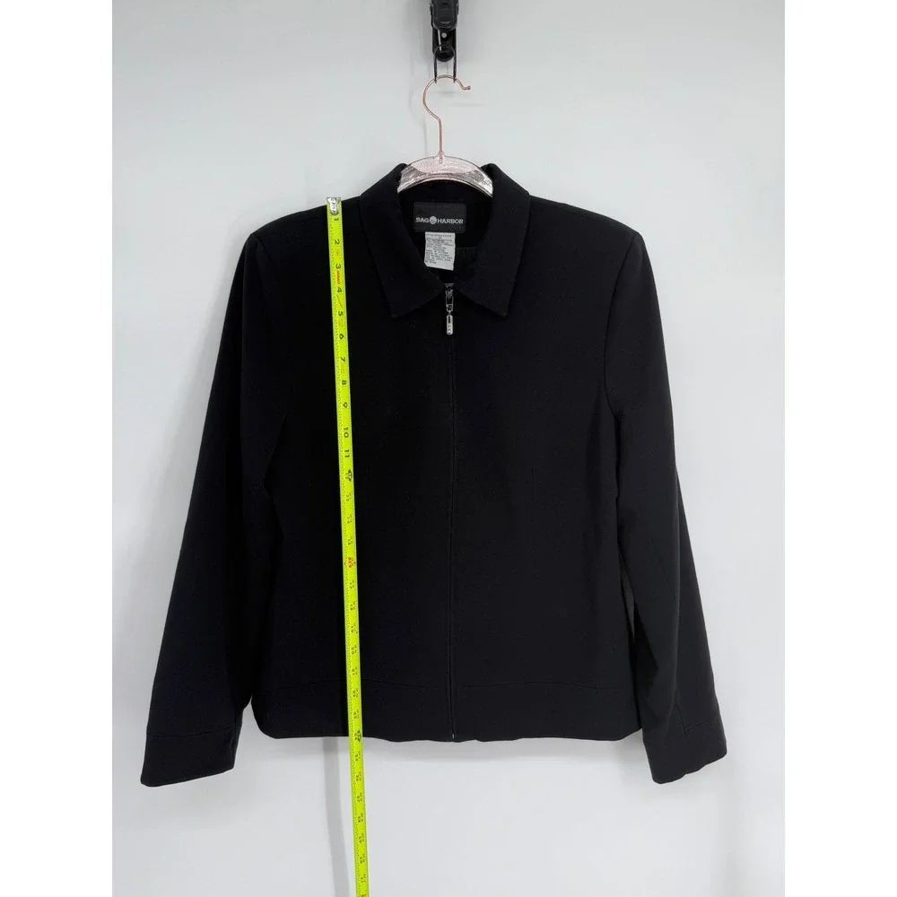 Sag Harbor Zipper Collar Jacket Blazer Womens Professional Business‎ Sz 10 Black
